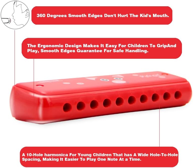 CRAFTEEM Colored Harmonica for Kids and Beginners - Easy-to-Learn Key of C Instrument - Portable and Lightweight. - Image 3
